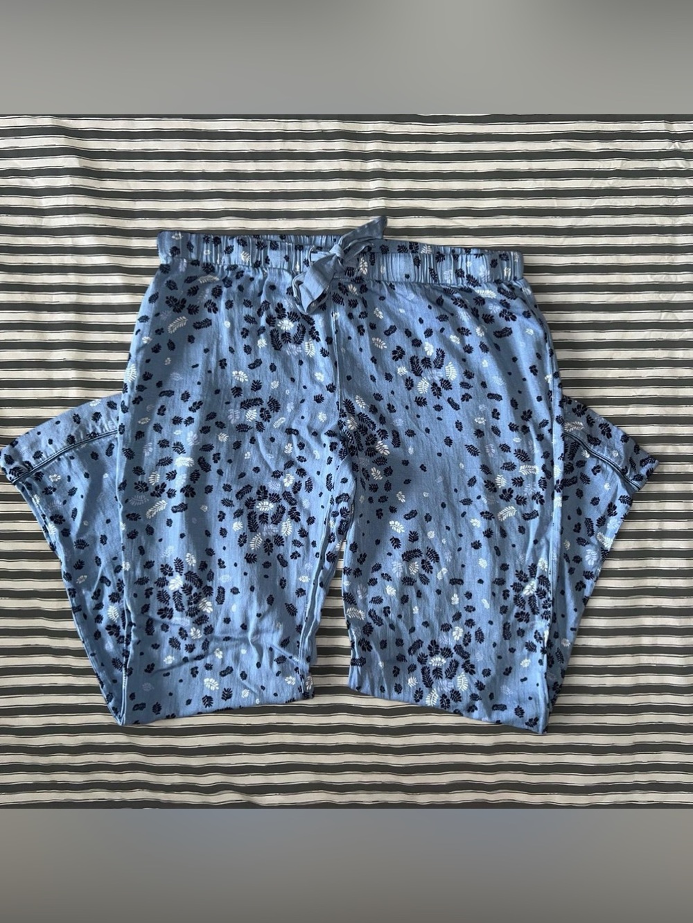 Joe Fresh Light Blue Floral Print Lounge Pants with Navy Accents